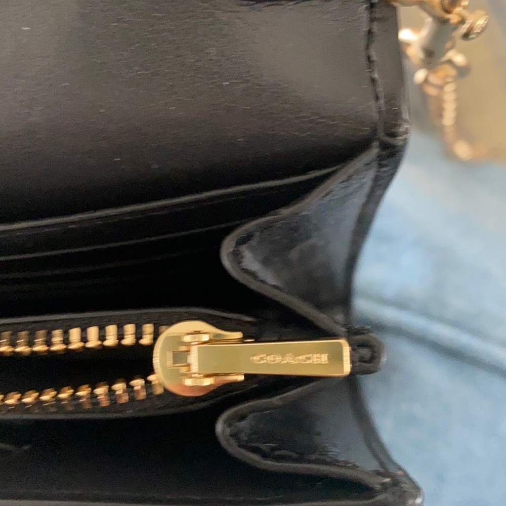Black leather with removable gold chain clutch - Picture 10 of 11